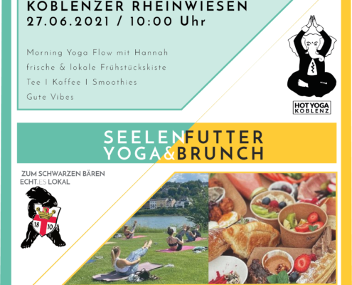 Flyer for new Hot Yoga Koblenz event, Seelenfutter- Yoga and Brunch